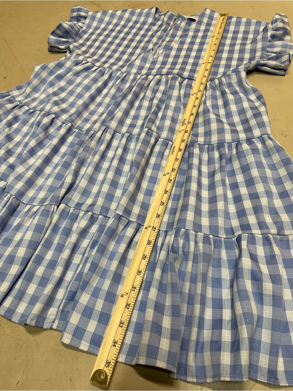 Petal & Pup Nobel Dress in Blue and White Gingham, Tiered Mini, SIZE 8 - Picture 8 of 11